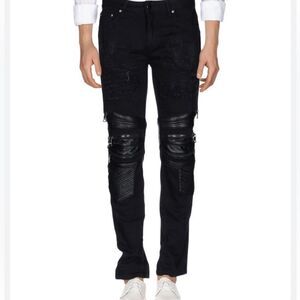 Cult of Individuality 3M Punk Super Skinny Moto Jeans Bones Patches  29 x 32